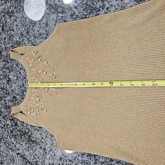 MIDNIGHT VELVET, SZ. L, Gold, Embellished, Ribbed, Tank top. Like new condition! - Picture 11 of 16